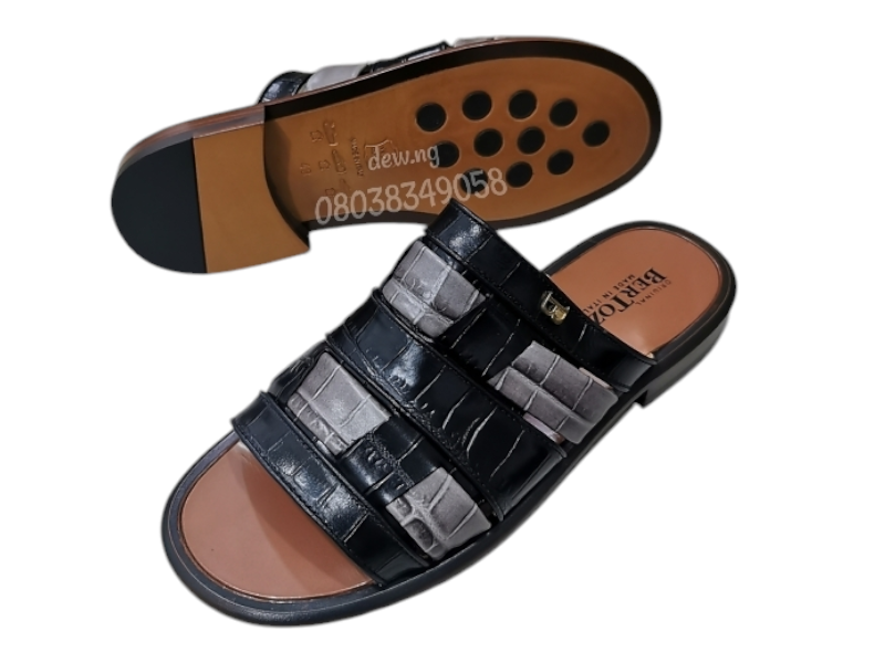 Original Italian Black and Grey Crossed  Bertozzi Pam Slippers