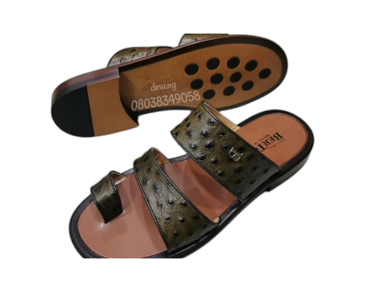 Original Italian Brown Alligator Skin Bertozzi Pam Slippers